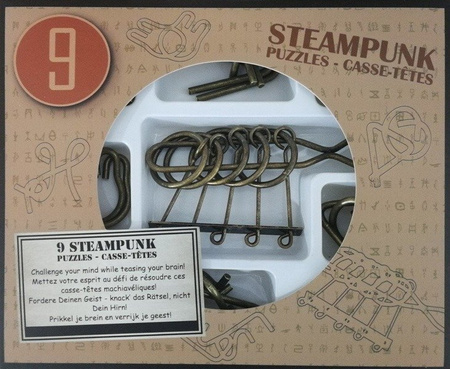 Łamigłówki metalowe 9 szt. STEAMPUNK ZESTAW BRĄZOWY